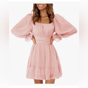 Pink dress - flowy sleeves with a tie in the back